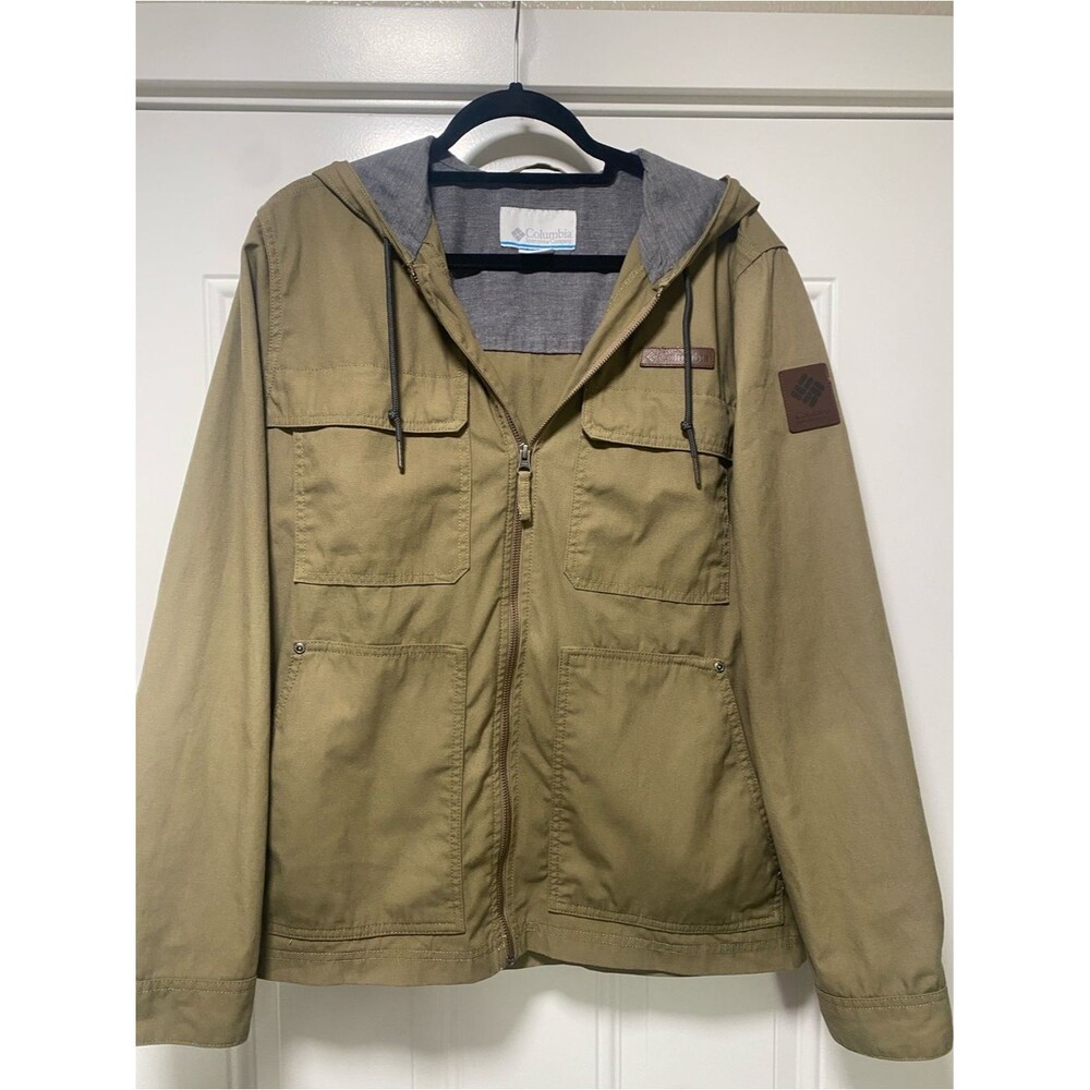 Columbia Men's Hooded Four Pocket Military Field Jacket Olive Green Size Medium